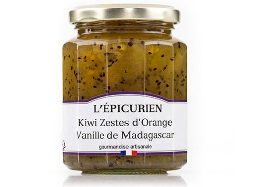 L'Epicurien - Confiture Kiwi Zestes d'Orange et Vanille de Madagascar - 320g