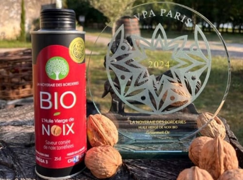 La Noyeraie des Borderies - HUILE VIERGE DE NOIX BIO Pressée à chaud 50 cl