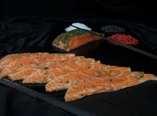 Thierry Salas, fumage artisanal - Plaquette de saumon gravlax - tranchage scandinave - 200g