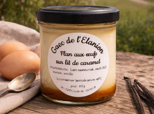 Ferme de l'Elanion - Flan  À La Vanille Sur Son Lit De Caramel En Pot 130g