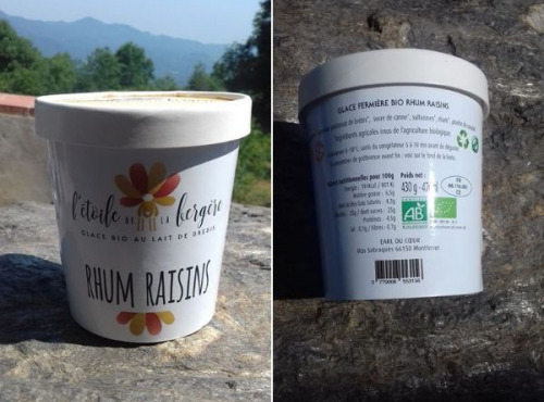 L'Etoile de la Bergère - Glace Bio Au Lait De Brebis Corse Rhum Raisins 470 Ml