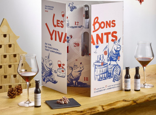 Les Oenocalendriers by e-tasting - Calendrier de l'Avent Vins et Saucissons "Les Bons Vivants"