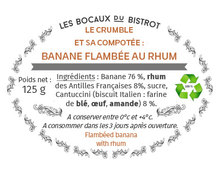 Les Bocaux du Bistrot - (Lot de 2) Le crumble et sa compotée : Banana flambée au rhum