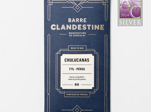 Barre Clandestine - Tablette de chocolat noir grand cru - Chulucanas 71%, Pérou - bean to bar