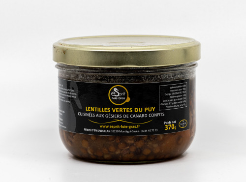 Esprit Foie Gras - Lentilles Vertes du Puy Cuisinées aux Gésiers de Canard Confits