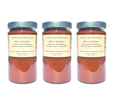 Secrets Incomparables - Pâte à Tartiner Noisette du Piémont IGP Chocolat Noir Croustillant (Offre -5%: 720gx3)