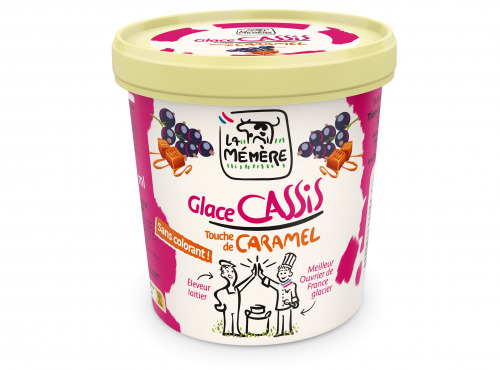 Les Glaces du Semnon - La Mémère - Glace Cassis touche de Coulis Caramel 100% Bio La Mémère 500mL