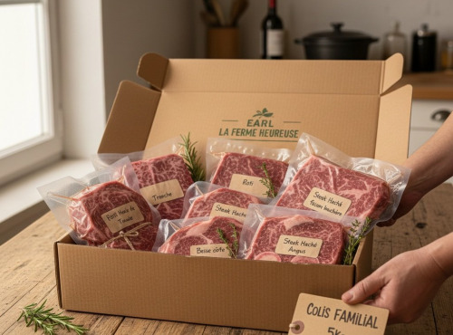 La Ferme Heureuse - Colis Bœuf Angus FAMILIAL - 5 kg (Petit Format)