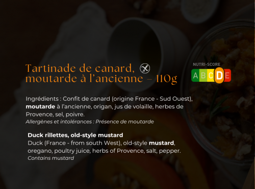 Les Bocaux du Bistrot - Tartinade de canard, moutarde à l'ancienne
