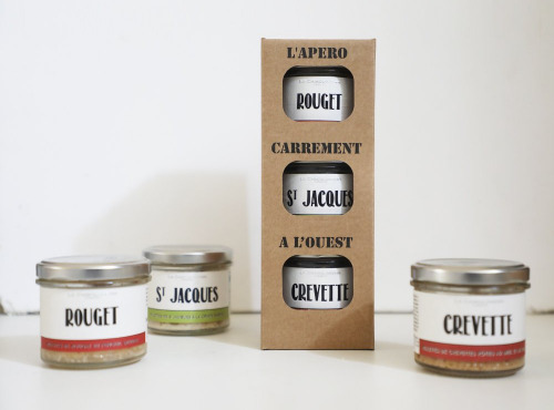 La Chikolodenn - Coffret kraft APEROCHIC (1 Rillettes de rouget, 1 rillettes de St Jacques et 1 crevette rôtie soja))