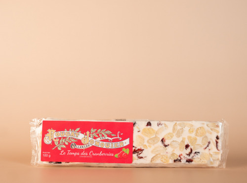 Maison Jonquier - Nougat blanc tendre aux cranberries - 100g - Artisanal