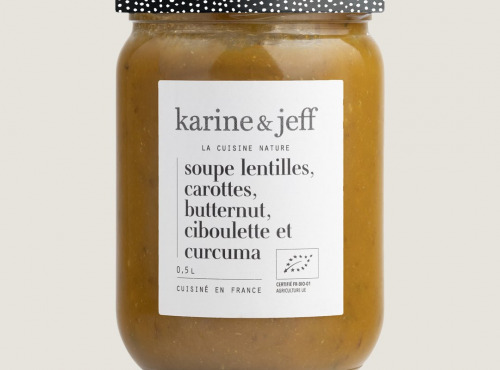 Karine & Jeff - Soupe lentilles, carottes, butternut ciboulette et curcuma