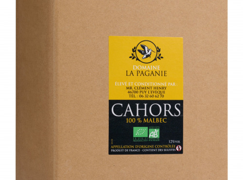 Domaine la Paganie - 12 x BIB de vin rouge CAHORS Biologique 5 litres