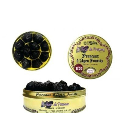 Maison du Pruneau - Cueillette du Gascon - 6x Pruneaux Fourrés - Boîte Métal Or des 100 Ans - 350g