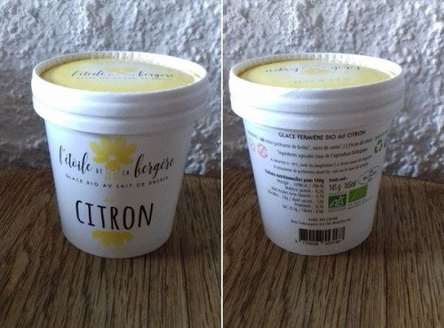 L'Etoile de la Bergère - Glace Bio Au Lait De Brebis Corse Citron 165 Ml Avec Petite Cuillère