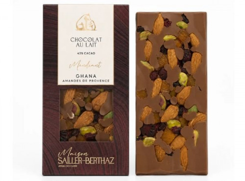 Maison Sailler Berthaz - Tablette chocolat au lait 43% mendiant