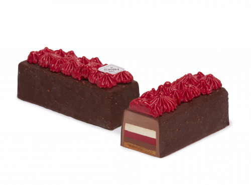 La Glacerie par David Wesmaël - Meilleur Ouvrier de France - Cake glacé framboise, amande et chocolat.