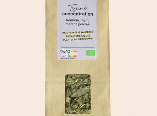 Omie - Tisane concentration bio - Romarin, thym et menthe poivrée - plantes 100% françaises - 45 g