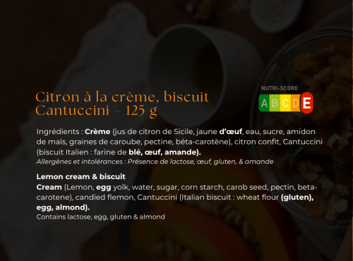 Les Bocaux du Bistrot - (Lot de 2x 125g) Citron à la crème, biscuit Cantuccini