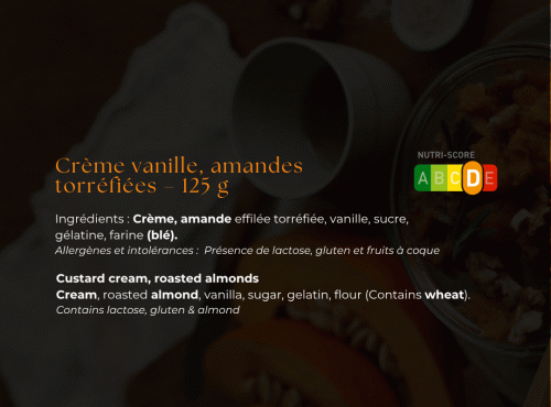 Les Bocaux du Bistrot - (Lot de 2x 125g) Crème vanille, amandes torréfiées