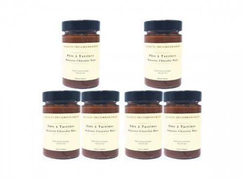 Secrets Incomparables - Pâte à Tartiner Noisettes du Piémont IGP Chocolat Noir (Offre -10%: 200gx6)