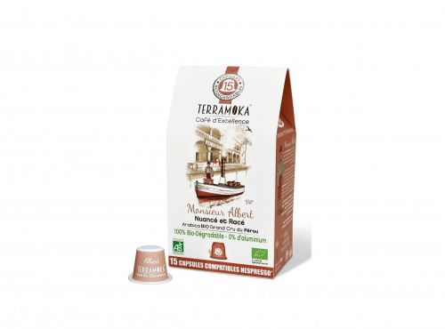 TERRAMOKA - Café ALBERT x15 capsules Home Compost type Nespresso  x5