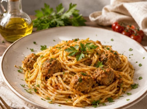 Le Paradis d'Escargot - Spaghetti aux boulettes de bœuf, sauce tomate maison