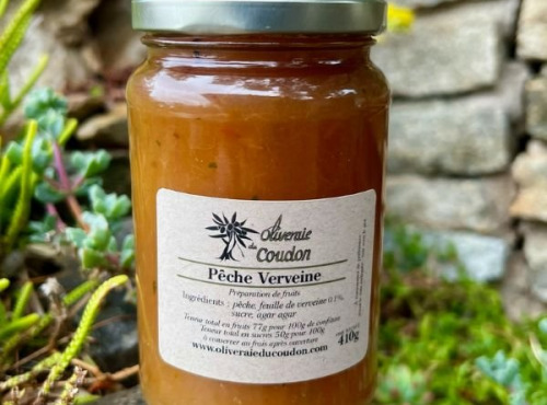 L’Oliveraie du Coudon - Confiture de pêche verveine 400Gr