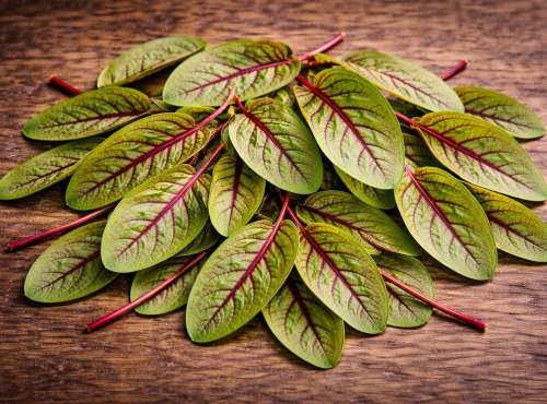 Nature et Saveurs - Ferme Aquaponique et Permacole Astérienne - Jeunes feuilles d’oseille sanguine – fraîcheur acidulée et relie