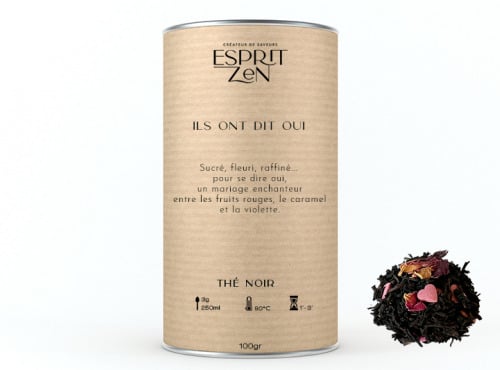 Esprit Zen - Thé Noir "Ils ont dit OUI" - fraise - framboise - cerise - Boite 100g