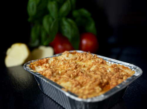 Thierry Salas, fumage artisanal - Lasagnes chair à saucisse de porc noir fumée, tomates et scamorzza