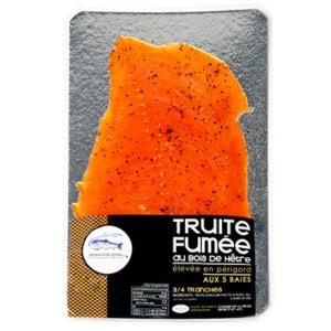 Pisciculture des eaux de l'Inval - Truite Fumée Tranchée 5 Baies mini 120 gr