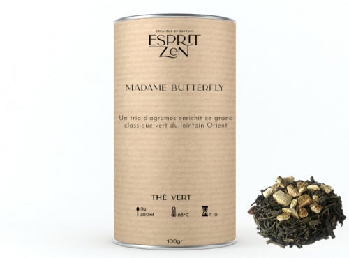 Esprit Zen - Thé Vert "Madame Butterfly" - citron - orange - bergamote - Boite 100g