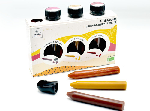 OCNI - Coffret 3 Crayons Gastronaute : Framboise & Estragon, Curry & Curcuma, Paprika Fumé - Bio