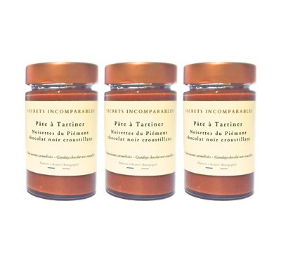 Secrets Incomparables - Pâte à Tartiner Noisette du Piémont IGP Chocolat Noir Croustillant (Offre -5%: 200gx3)