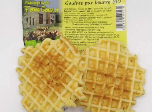 Beurre Plaquette - Caisse de 60 DUO Gaufres Pur Beurre BIO, Aux œufs de La Ferme Censier