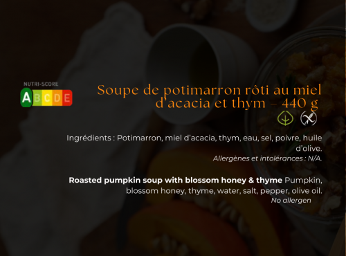 Les Bocaux du Bistrot - Soupe de potimarron rôti au miel d'acacia et thym