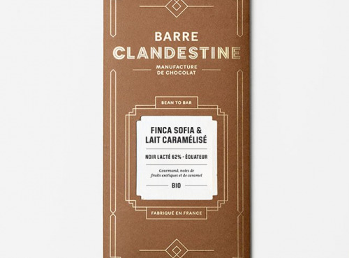 Barre Clandestine - Tablette de chocolat noire lactée - Finca Sofia & Lait caramélisé - bean to bar