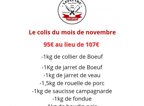 Boucherie Lefeuvre - Colis du mois de Novembre