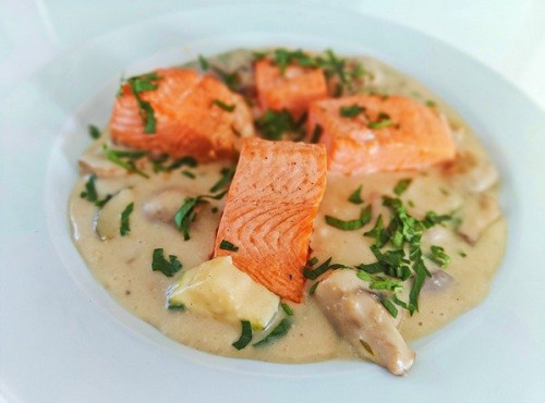 Traiteur Gourmet d'Alsace - Fricassée de Saumon et champignons