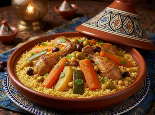 Le Paradis d'Escargot - Très bon couscous poulet et légumes frais pour 5 gourmands.