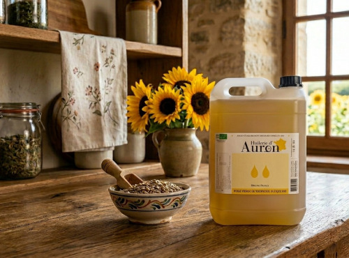 Huilerie d'Auron - Huile vierge de tournesol Oléique BIO - Origine France - 5L