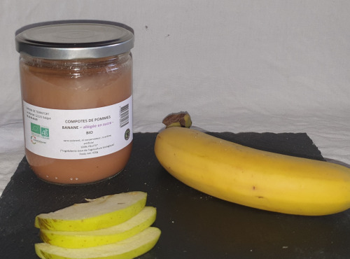 La Ferme du Montet - Compote Pomme - Banane - bio - allégée en sucre