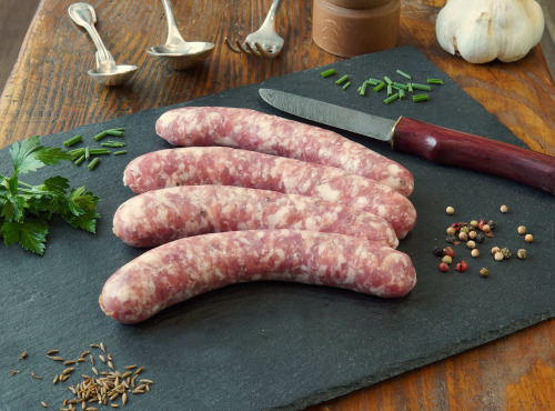 La Ferme du Chaudron - Saucisses de Porc BIO au Morbier - 500 g