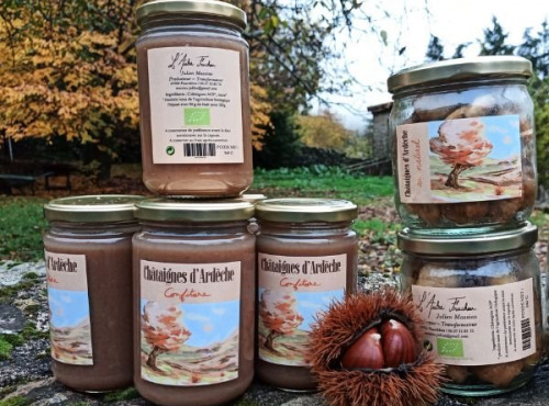 L'Aubre Fruchau - Assortiment de confiture Châtaignes et Marrons d'Ardèche au naturel BIO