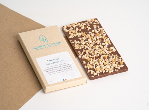 Aurélien Plassard Chocolatier - Tablette noisettes Françaises lait 37%