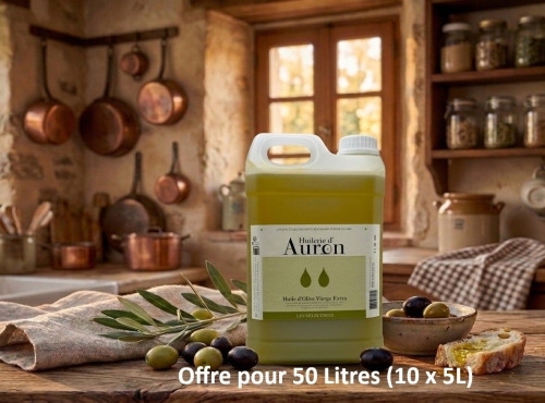Huilerie d'Auron - 10 x 5L Huile d'olive Vierge Extra (50 litres)