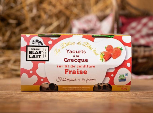 La Ferme de Blas'Lait - Yaourts à la grecque sur lit de confiture Fraise x4