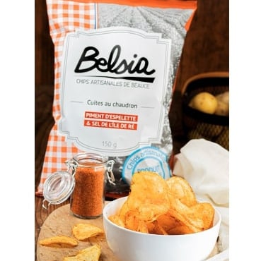 Chips BELSIA - Chips Artisanales au Piment d'Espelette AOP - 150g x10