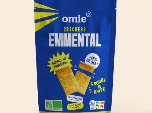 Omie - Crackers à l'emmental bio - ingrédients de Bourgogne-Franche-Comté - 100 g